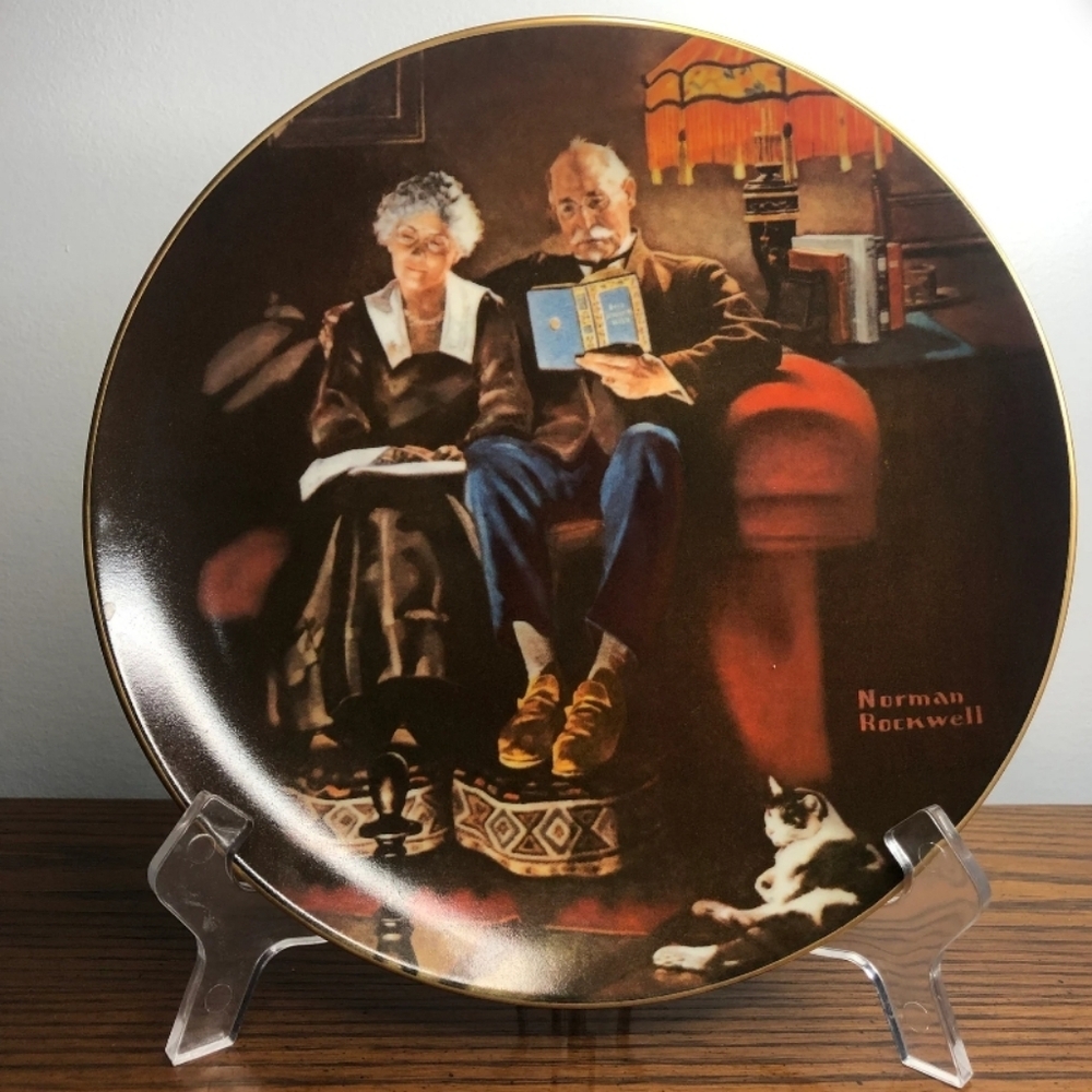 Vintage Norman Rockwell Collectible Plate - Evening's Ease- Limited Edition 1984